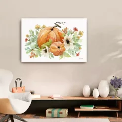 Watercolor Pumpkins Canvas Art Print, 36x24 in.