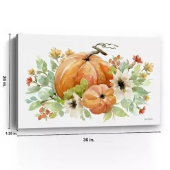 Watercolor Pumpkins Canvas Art Print, 36x24 in.