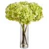 Watered Hydrangea Bouquet in Tall Glass Vase