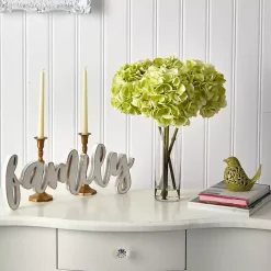 Watered Hydrangea Bouquet in Tall Glass Vase