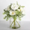 Watered White Peony Bouquet in Glass Vase