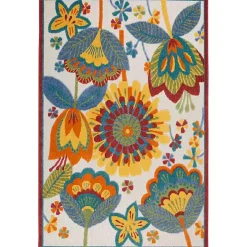 Whimsical Flowers Outdoor Area Rug, 6x9