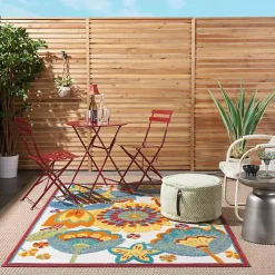 Whimsical Flowers Outdoor Area Rug, 6x9