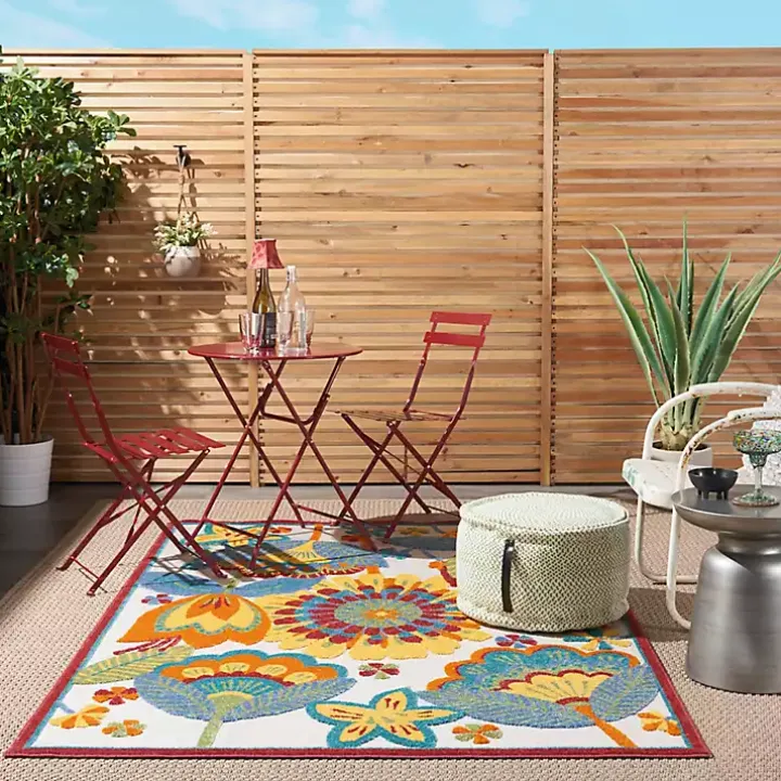 Whimsical Flowers Outdoor Area Rug, 6x9