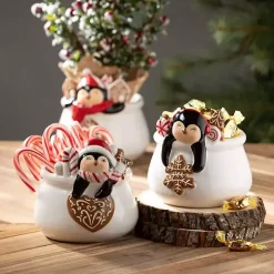 Whimsical Penguin Ceramic Containers, Set of 3