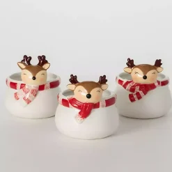 Whimsical Reindeer Ceramic Containers, Set of 3