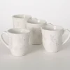 White & Silver Snowflake Christmas Mugs, Set of 4
