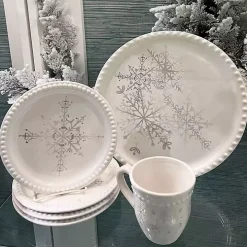 White & Silver Snowflake Christmas Mugs, Set of 4