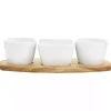 White Acacia Wood Base 4-pc. Tidbit Dish Set