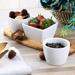 White Acacia Wood Base 4-pc. Tidbit Dish Set