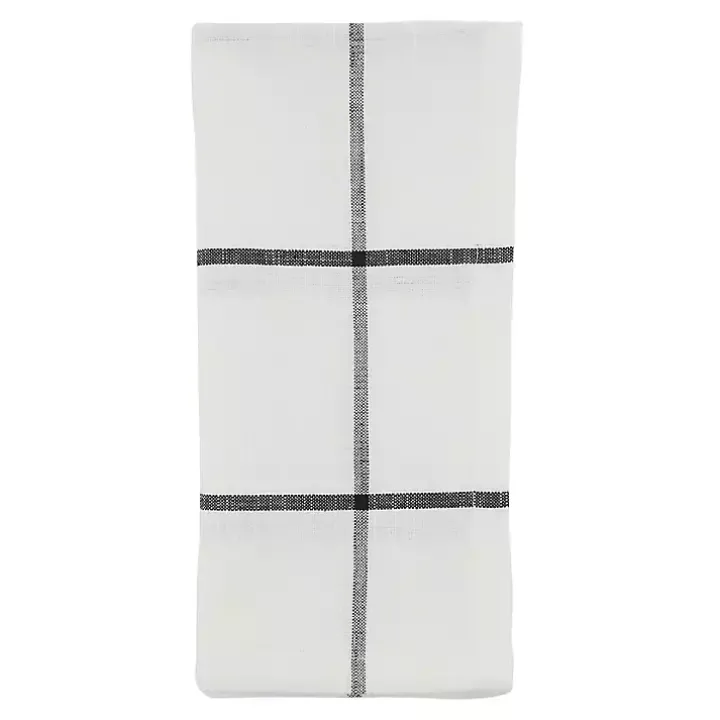 White and Black Plaid Cotton Napkins, Set of 4