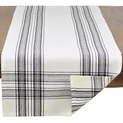 White and Black Plaid Cotton Table Runner