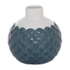 White and Blue Coastal Ceramic Vase, 8 in.