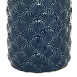 White and Blue Coastal Ceramic Vase, 13 in.