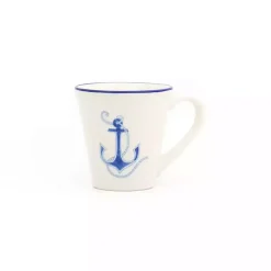 White and Blue Nautical Mugs, Set of 4
