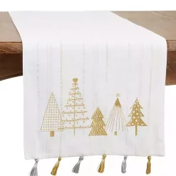 White and Gold Christmas Tree Table Runner