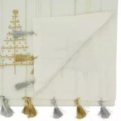 White and Gold Christmas Tree Table Runner