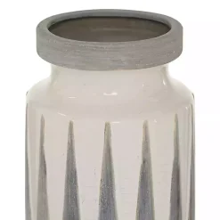 White and Gray Geometric Triangle Vase, 17 in.