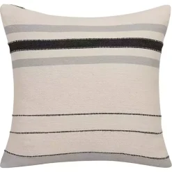 White and Gray Striped Pillow