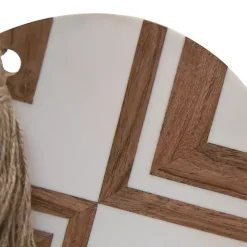 White and Natural Wood Geometric Cutting Board