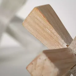 White and Natural Wood Jack Sculptures, Set of 2