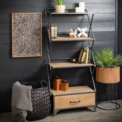 White and Natural Wood Jack Sculptures, Set of 2