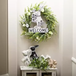 White and Natural Wood Jack Sculptures, Set of 2