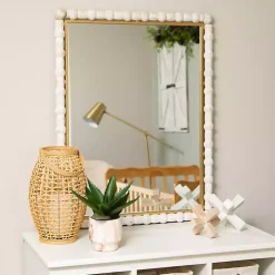 White and Natural Wood Jack Sculptures, Set of 2