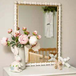 White and Natural Wood Jack Sculptures, Set of 2