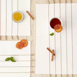 White and Stone Striped Placemats, Set of 4