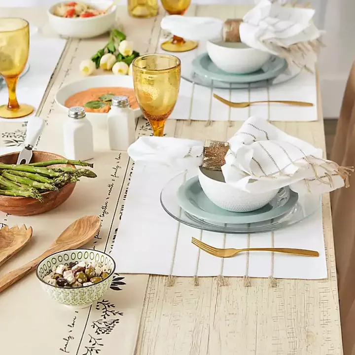 White and Stone Striped Placemats, Set of 4