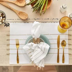 White and Stone Striped Placemats, Set of 4