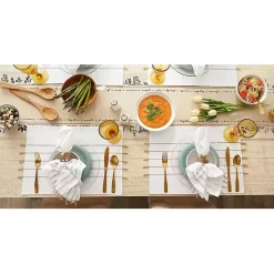 White and Stone Striped Placemats, Set of 4