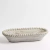 White Beaded Wood Dough Bowl