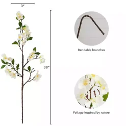 White Blossom Flower Stems, Set of 3