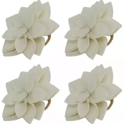 White Blossom Napkin Rings, Set of 4