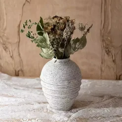 White Braided Stripe Metal Vase