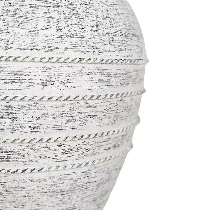 White Braided Stripe Metal Vase