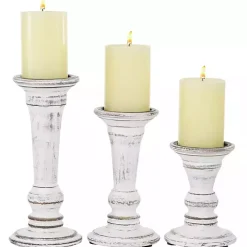 White Brushstroke 3-pc. Pillar Candle Holder Set