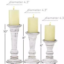 White Brushstroke 3-pc. Pillar Candle Holder Set
