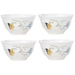 White Butterfly Meadow Rice Bowls, Set of 4