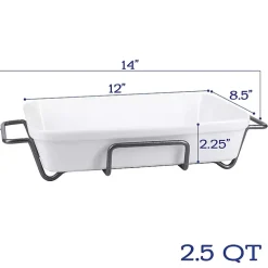 White Ceramic Baker and Pie Dish Set with Racks