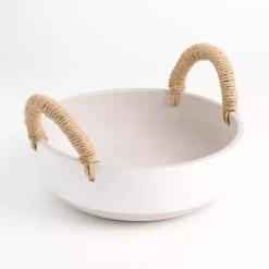 White Ceramic Bowl with Rope Handles