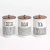 White Ceramic Modern Lines Canisters, Set of 3