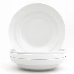 White Ceramic Pasta Bowls, Set of 4