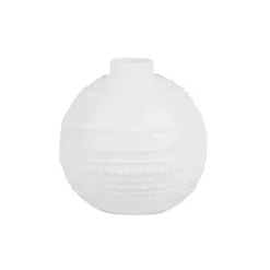 White Ceramic Round Textured Mini Vases, Set of 3