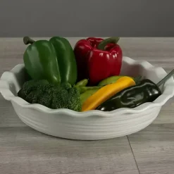 White Ceramic Scalloped Pie Dish