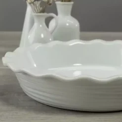 White Ceramic Scalloped Pie Dish