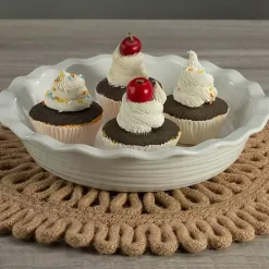 White Ceramic Scalloped Pie Dish