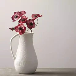 White Chiffon Stone Pitcher Vase